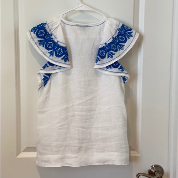 Jcrew embroidered linen flounce top xs - Picture 6 of 7